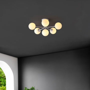 Olivier Parisian 24" Globe Modern Industrial Iron Bistro LED Semi Flush Mount